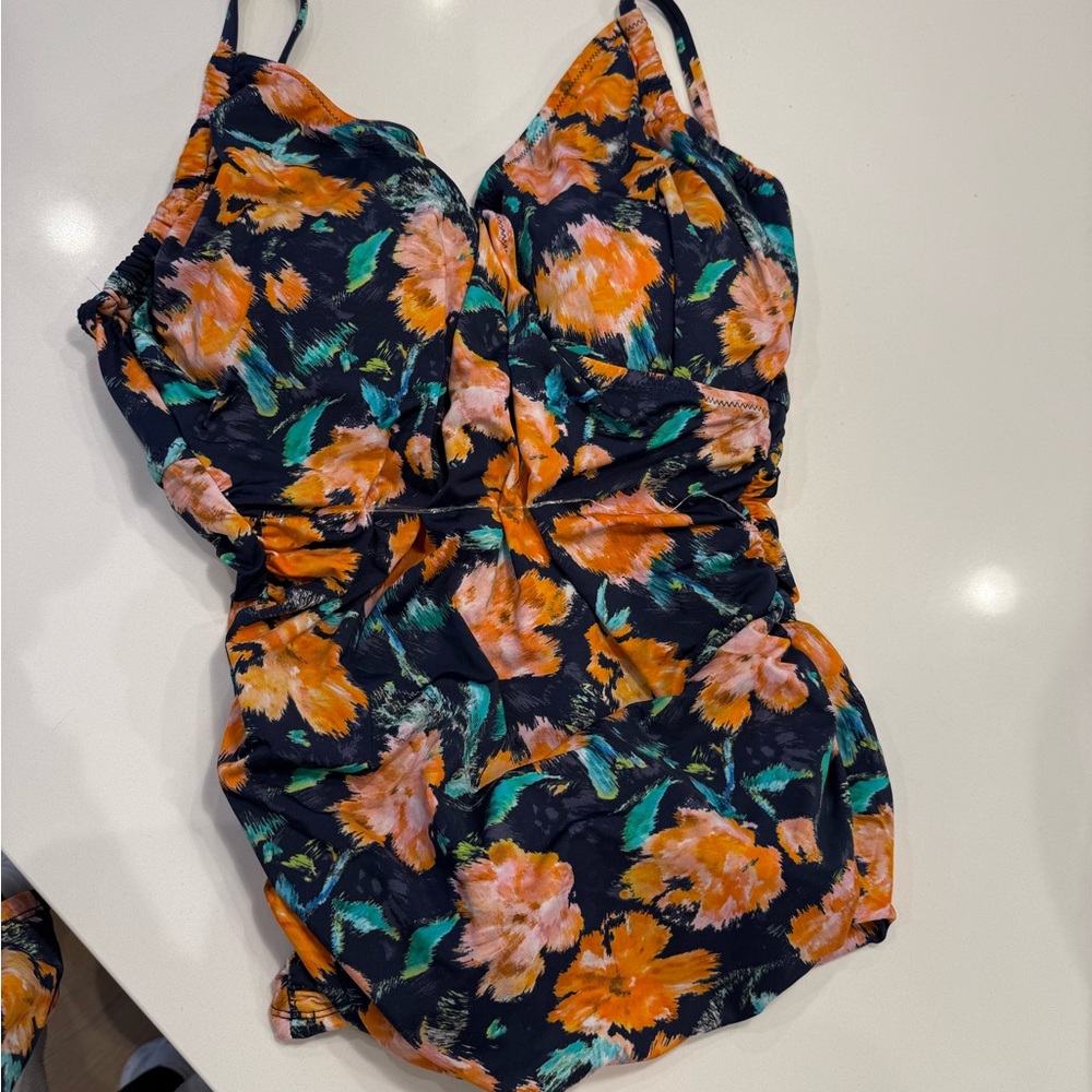 Garnet Hill Multicolor Floral Swimsuit